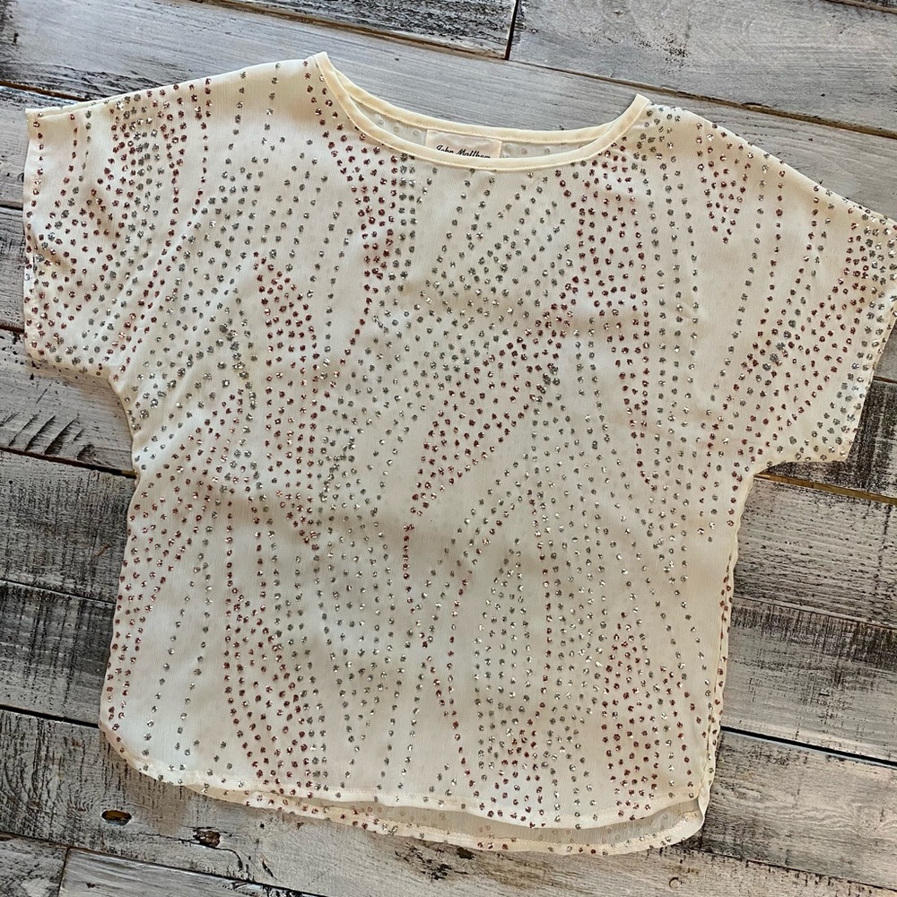 Vintage cream jeweled top